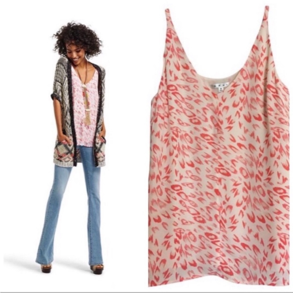 CAbi Flirty Cami #267 Woman’s SIZE XS Shell Coral Cream Leopard NWT $79